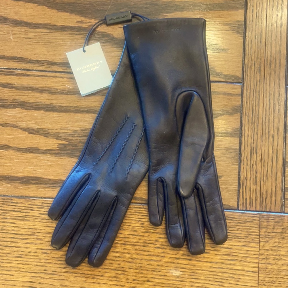 Burberry Chocolate Brown leather gloves Sz 6.5